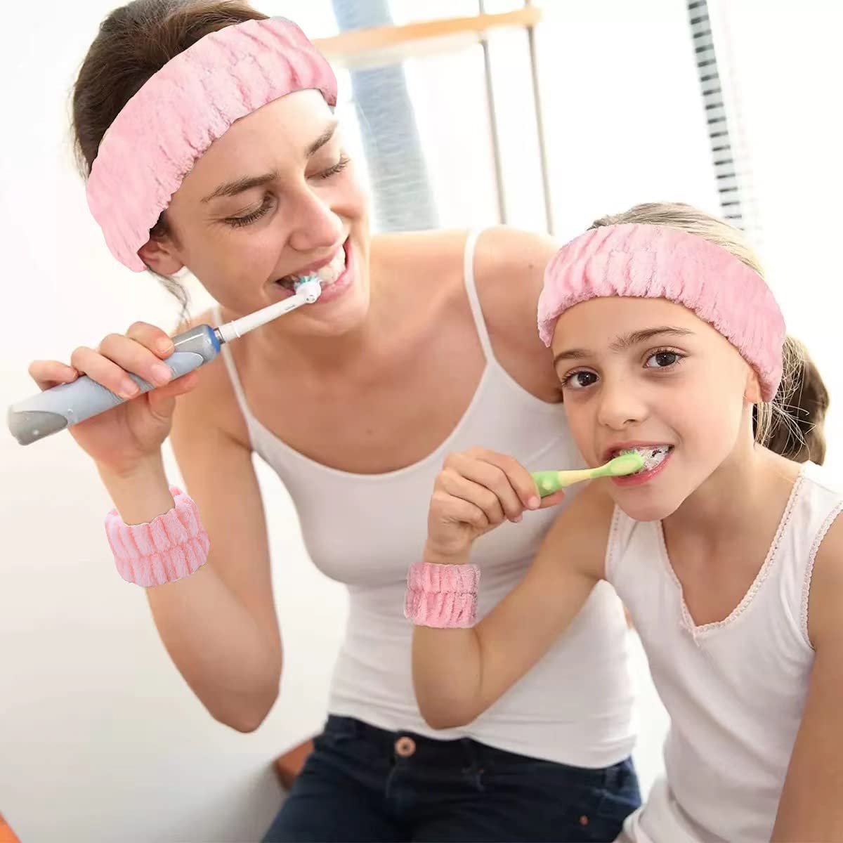 MAYCREATE 3Pcs Face Washing Headband Wristband Combo Kit, Microfiber Absorbent Hairband Wrist Wash Band Towel for Women Girls for Skincare Makeup Yoga Sport (Pink) MAYCREATE 3Pcs Face Washing Headband Wristband Combo Kit, Microfiber Absorbent Hairband Wrist Wash Band Towel for Women Girls for Skincare Makeup Yoga Sport (Pink)